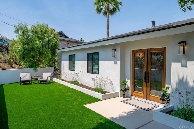 6270 Meadowcrest Dr, La Mesa, CA 91942 - view of green lawn featuring french doors