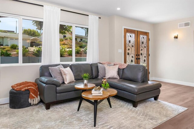 6270 Meadowcrest Dr, La Mesa, CA 91942 - living area featuring wood finished floors and recessed lighting
