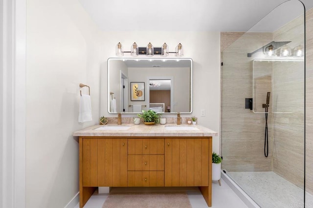 6270 Meadowcrest Dr, La Mesa, CA 91942 - bathroom with double vanity and a tile shower