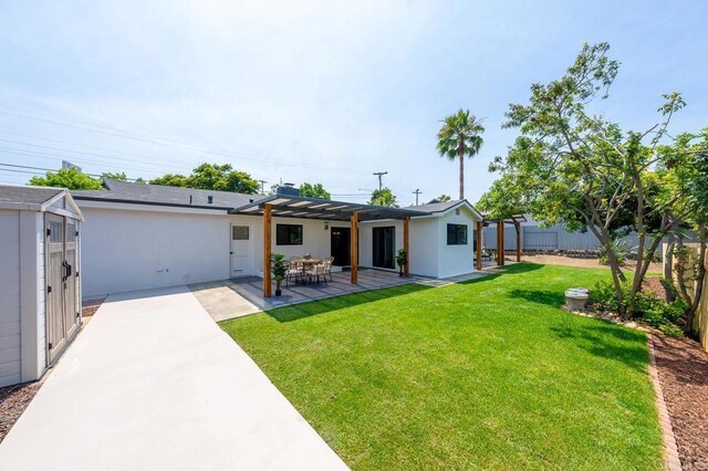 6270 Meadowcrest Dr, La Mesa, CA 91942 - rear view of property with a patio, a pergola, and an outbuilding