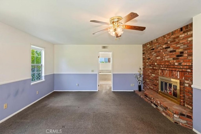 31655 Pio Pico Rd, Temecula, CA 92592 - unfurnished living room with ceiling fan, carpet flooring, and a fireplace