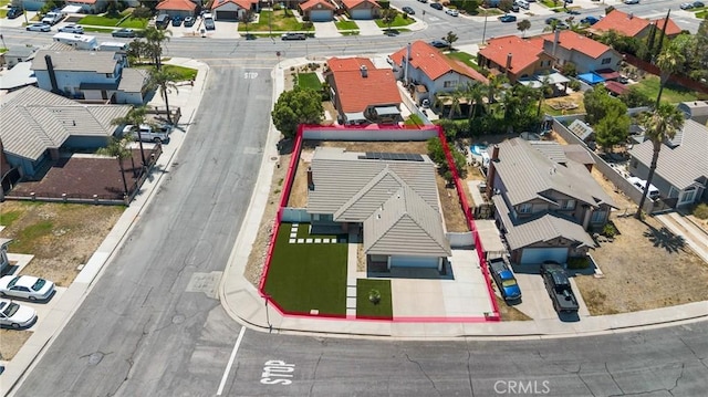 7550 Periwinkle Dr, Fontana, CA 92336 - aerial perspective of suburban area with property boundaries highlighted