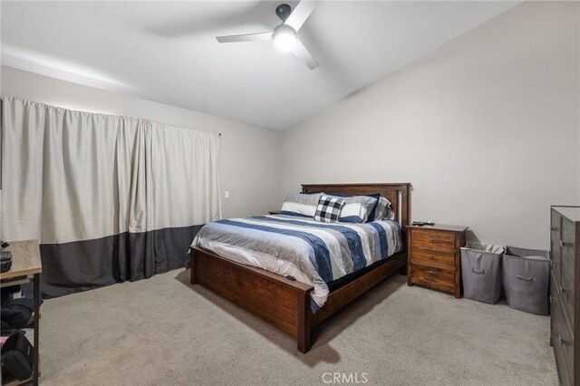 7550 Periwinkle Dr, Fontana, CA 92336 - bedroom with carpet, vaulted ceiling, and a ceiling fan