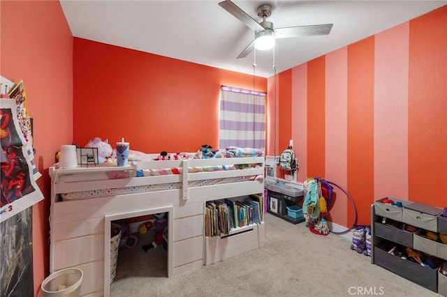 7550 Periwinkle Dr, Fontana, CA 92336 - bedroom with carpet floors and ceiling fan