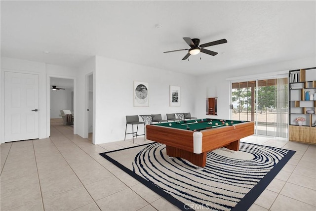 9191 White Rd, Phelan, CA 92371 - playroom with a ceiling fan, light tile patterned floors, and billiards