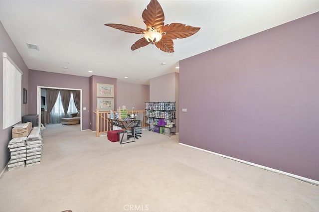 11180 Bridgefield Ct, Riverside, CA 92505 - recreation room with carpet flooring, ceiling fan, and recessed lighting