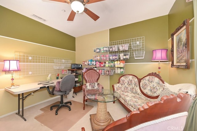 11180 Bridgefield Ct, Riverside, CA 92505 - carpeted office featuring ceiling fan and baseboards