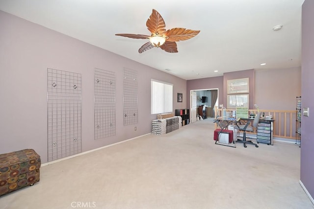 11180 Bridgefield Ct, Riverside, CA 92505 - living area featuring carpet flooring and a ceiling fan