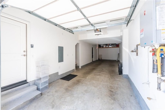 11046 Wander Dr, Rancho Cucamonga, CA 91730 - garage featuring electric panel, a garage door opener, and water heater