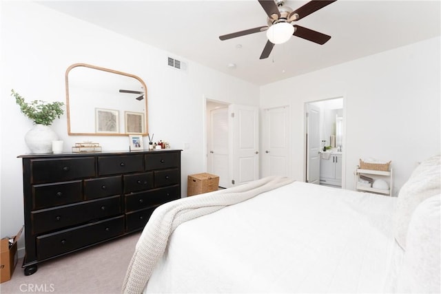 11046 Wander Dr, Rancho Cucamonga, CA 91730 - carpeted bedroom with ensuite bathroom and ceiling fan