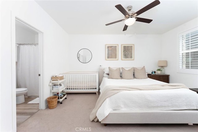 11046 Wander Dr, Rancho Cucamonga, CA 91730 - bedroom featuring radiator heating unit, carpet flooring, and a ceiling fan