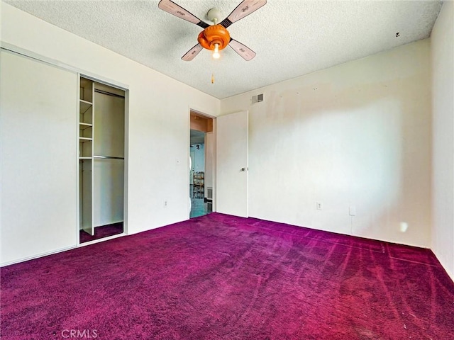 346 E Plymouth St, Glendora, CA 91740 - unfurnished bedroom with carpet, a textured ceiling, ceiling fan, and a closet