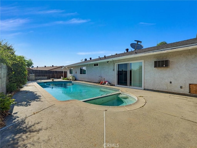 346 E Plymouth St, Glendora, CA 91740 - view of swimming pool featuring a fenced backyard, a patio, and a pool with connected hot tub