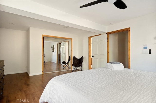 1348 Manzanita Way, Lake Arrowhead, CA 92352 - bedroom with wood finished floors, a closet, and a ceiling fan