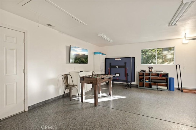 1348 Manzanita Way, Lake Arrowhead, CA 92352 - dining space with attic access and speckle patterned floor