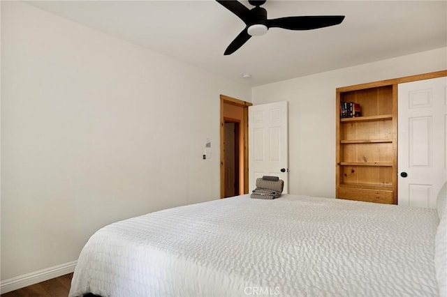 1348 Manzanita Way, Lake Arrowhead, CA 92352 - bedroom featuring dark wood-type flooring and a ceiling fan