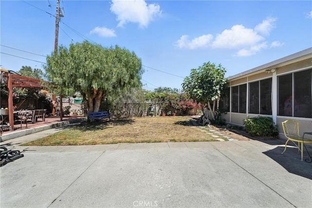 123 E Andrix St, Monterey Park, CA 91755 - view of green lawn with a patio area, a sunroom, and a pergola