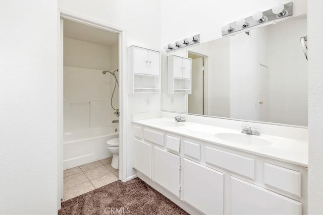 1083 Mill Iron Way, San Jacinto, CA 92583 - full bathroom with double vanity, tile patterned flooring, and shower / tub combination