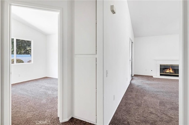 1083 Mill Iron Way, San Jacinto, CA 92583 - hallway with lofted ceiling and carpet