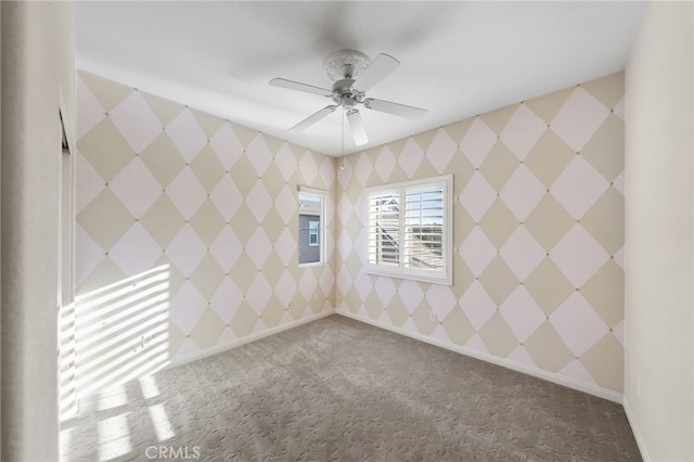 28889 Edenton Way, Temecula, CA 92591 - carpeted empty room featuring ceiling fan and wallpapered walls