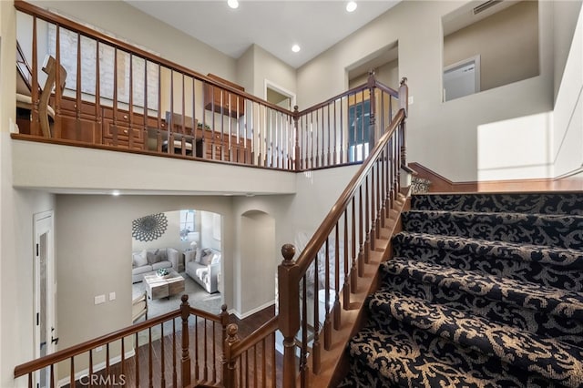 28889 Edenton Way, Temecula, CA 92591 - staircase with recessed lighting and a high ceiling