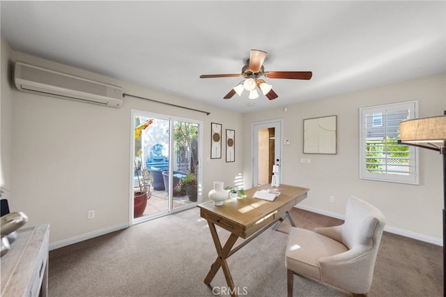 28889 Edenton Way, Temecula, CA 92591 - carpeted office featuring a wall mounted air conditioner and ceiling fan