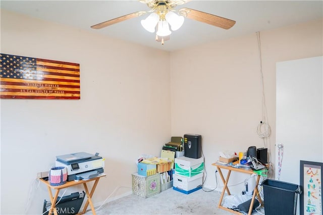 10515 Acoro St, Bellflower, CA 90706 - misc room with ceiling fan and carpet flooring