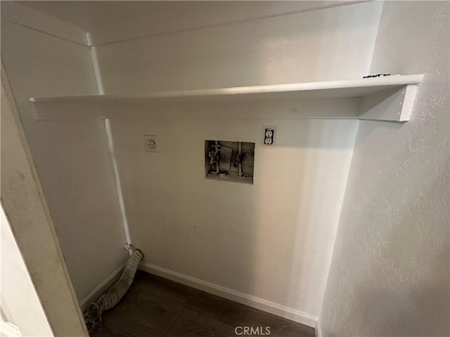 2023 Jewell Ln, Redding, CA 96001 - laundry area featuring dark wood finished floors, washer hookup, and hookup for an electric dryer
