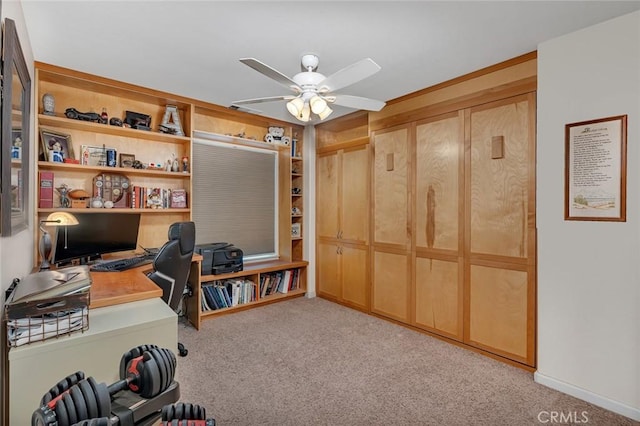 4139 Sunshine Ct, Merced, CA 95340 - office area featuring carpet flooring and a ceiling fan