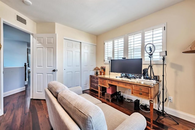 6847 Adolphia Dr, Carlsbad, CA 92011 - home office with baseboards and wood finished floors