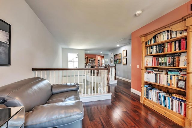 6847 Adolphia Dr, Carlsbad, CA 92011 - sitting room featuring an upstairs landing, wood finished floors, recessed lighting, and attic access