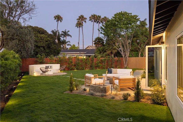 3499 San Rafael Cir, Costa Mesa, CA 92626 - fenced backyard featuring outdoor lounge area and a patio area