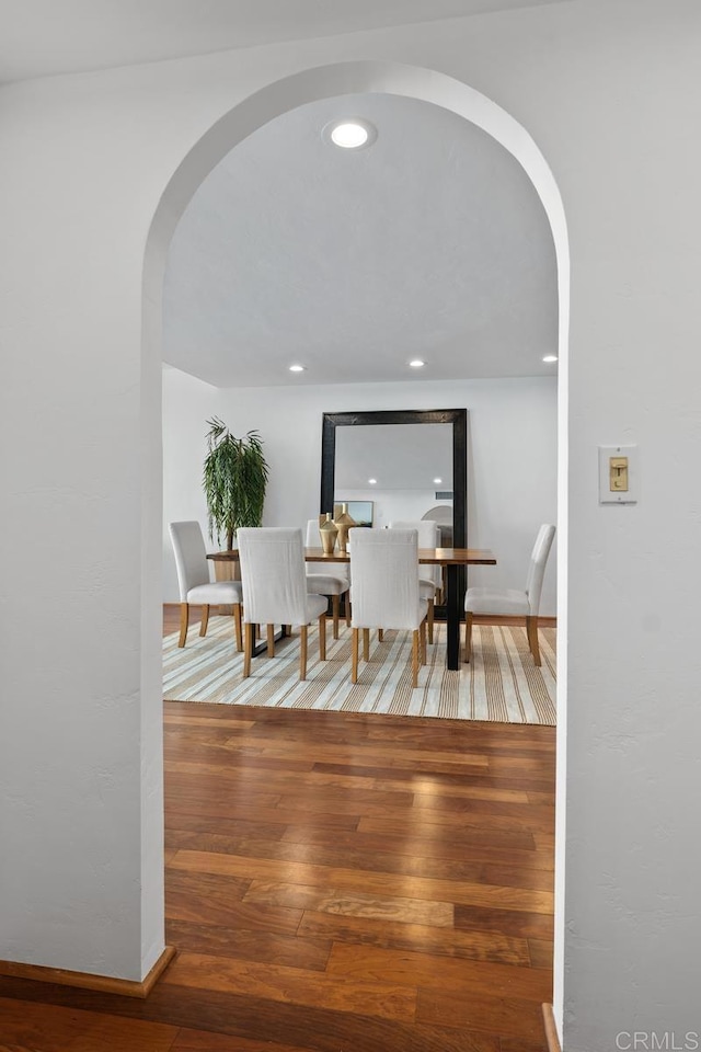 2500 Torrey Pines Rd Unit 1101, La Jolla, CA 92037 - dining area with arched walkways, hardwood / wood-style flooring, and recessed lighting