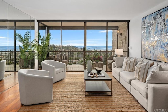 2500 Torrey Pines Rd Unit 1101, La Jolla, CA 92037 - living room featuring a wall of windows, wood finished floors, and healthy amount of natural light