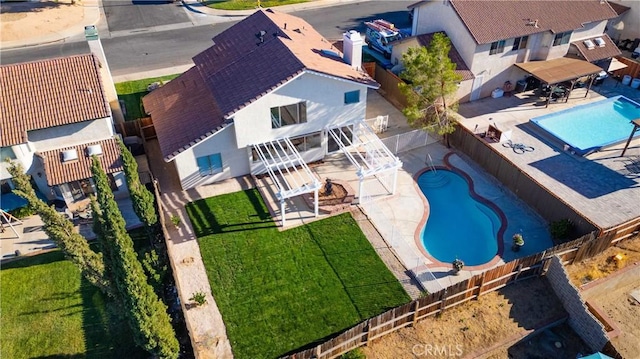 2143 Westminster Dr, Palmdale, CA 93550 - aerial view of property and surrounding area featuring a pool