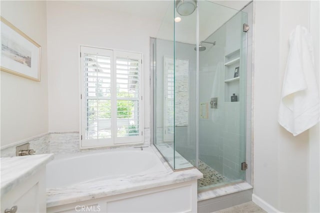 5 Bretagne, Newport Coast, CA 92657 - full bath featuring a shower stall, a bath, and vanity