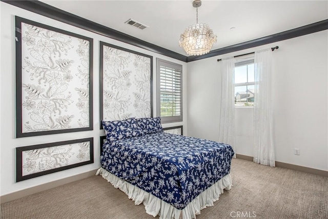 13438 Ambrosia Ct, Riverside, CA 92503 - bedroom with multiple windows, a chandelier, and carpet