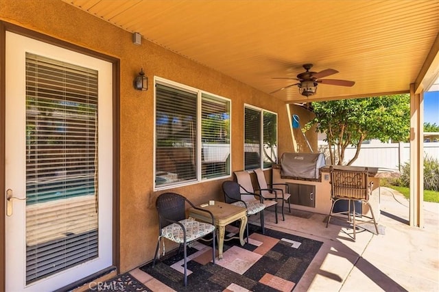 31578 Waterfall Way, Murrieta, CA 92563 - view of patio / terrace with ceiling fan and area for grilling