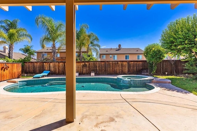 31578 Waterfall Way, Murrieta, CA 92563 - view of swimming pool with a patio area, a fenced backyard, and a pool with connected hot tub