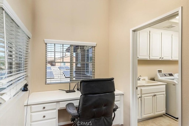 31578 Waterfall Way, Murrieta, CA 92563 - home office featuring built in desk and a sink