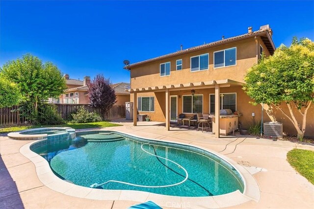 31578 Waterfall Way, Murrieta, CA 92563 - view of pool with a patio, a pool with connected hot tub, and ceiling fan