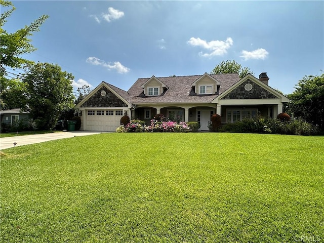 1020 Monte Verde Dr, Arcadia, CA 91007 - view of front of home with concrete driveway, a front yard, and a chimney