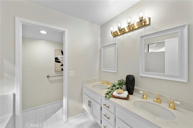 1061 Regis Way, Tustin, CA 92780 - bathroom with double vanity and tile patterned flooring