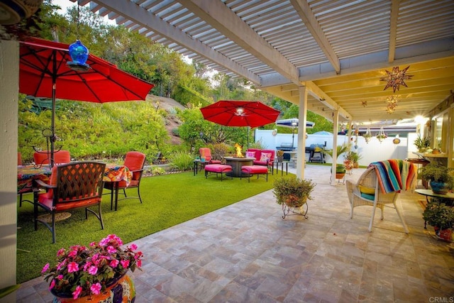 12395 Filera Rd, San Diego, CA 92128 - view of patio featuring a pergola and outdoor dining area