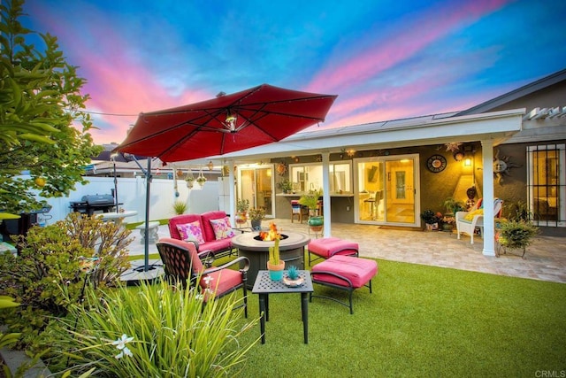 12395 Filera Rd, San Diego, CA 92128 - view of patio / terrace featuring an outdoor fire pit