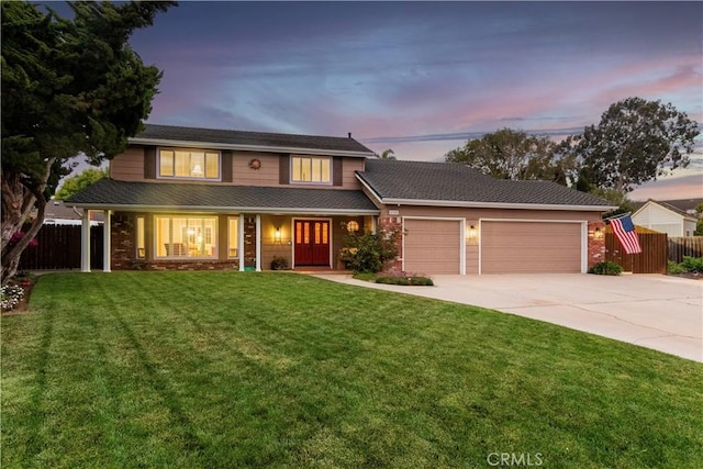 4368 Manchester Ct, Santa Maria, CA 93455 - traditional-style house featuring an attached garage, driveway, a porch, and brick siding