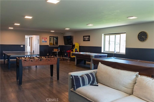 4368 Manchester Ct, Santa Maria, CA 93455 - playroom featuring wainscoting, wood finished floors, recessed lighting, and billiards
