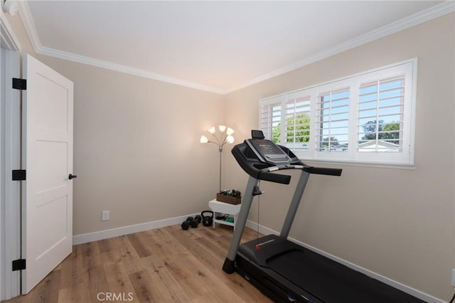 4368 Manchester Ct, Santa Maria, CA 93455 - workout area with ornamental molding and light wood-style floors