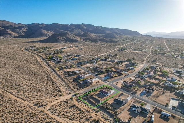 7765 Elwood St, Joshua Tree, CA 92252 - aerial overview of property's location with mountains