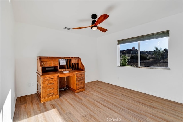 7765 Elwood St, Joshua Tree, CA 92252 - unfurnished office featuring light wood-type flooring and ceiling fan